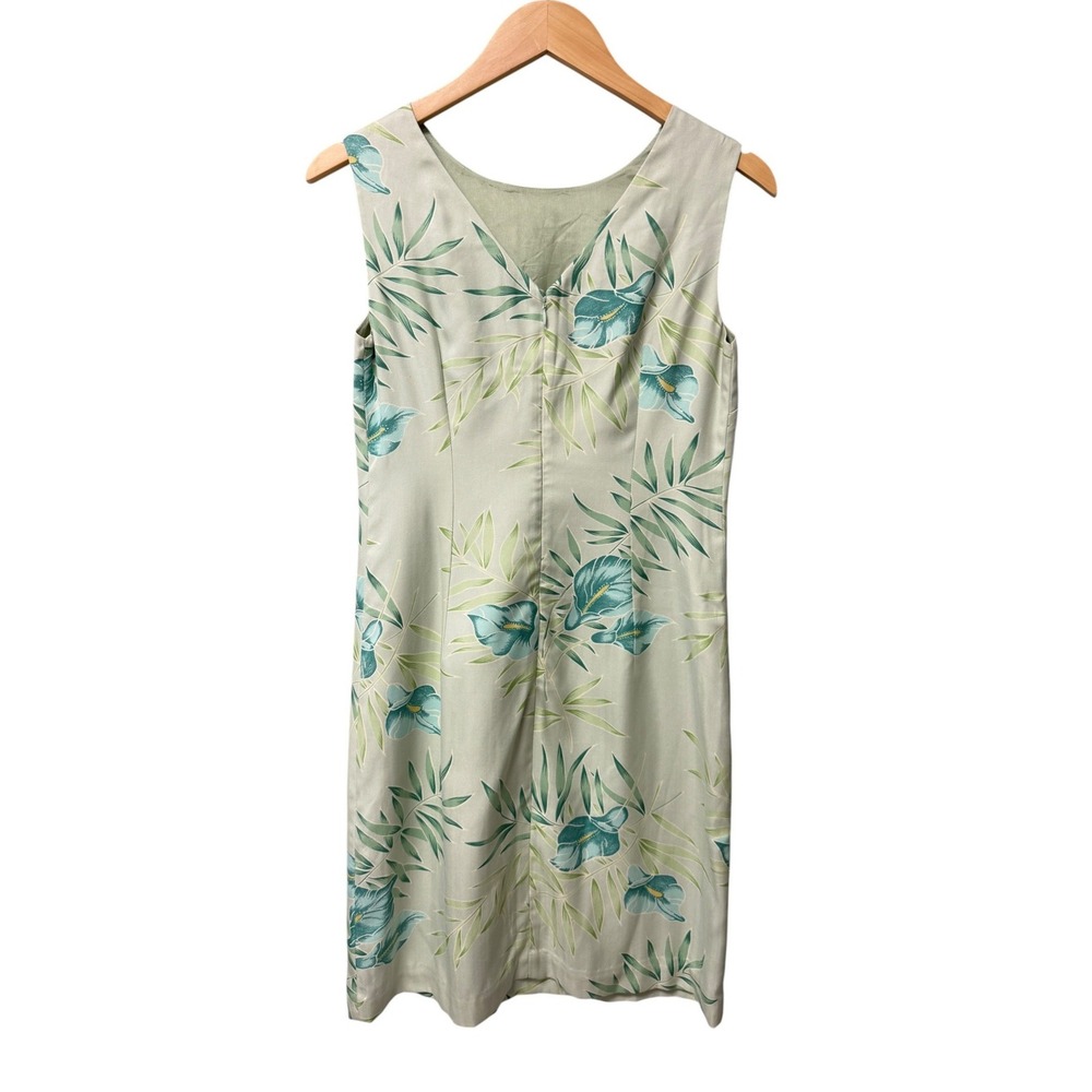 NWOT Vtg Tommy Bahama 100% Silk Sheath Dress Womens 6 Tropical Floral Palm Leaf - Picture 2 of 4
